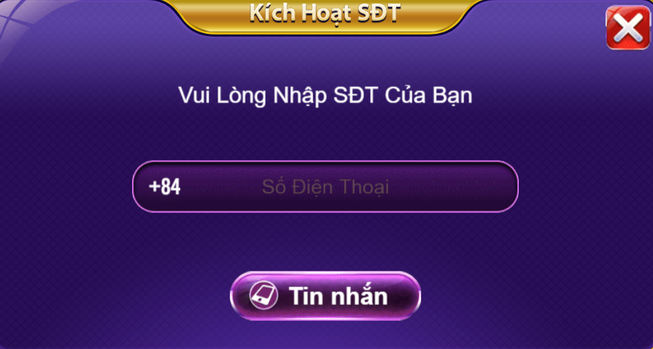 Nhập số điện thoại để kích hoạt